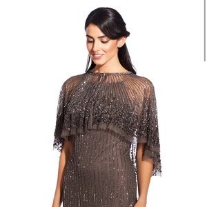 5. Adrianna Papell Beaded Cape Long Lead Dress 2 pcs